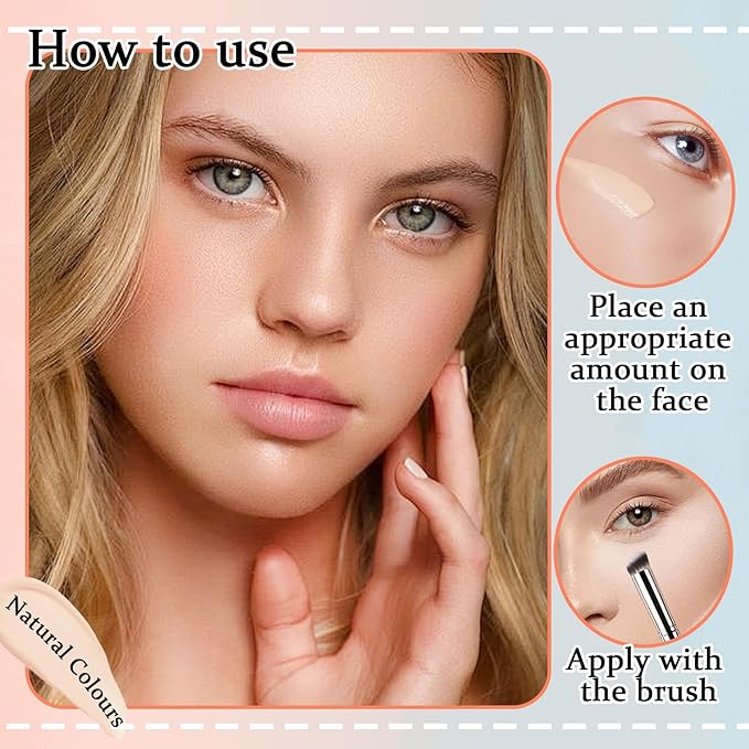Full Coverage Concealer Foundation,Oil Control Long Lasting Lightweight BB Cream Tinted Face Moisturizer with SPF 50+ PA+++,Moisturizing CC Cream Liquid Foundation Makeup Brush Set（2 Pack）-VivaGrace Women