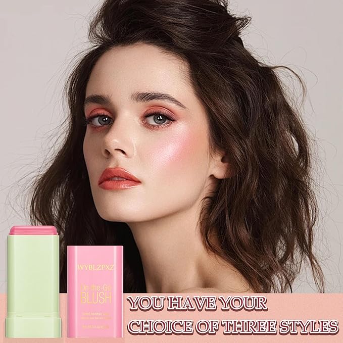 Cream Blush Stick,Multi-Use Makeup Blush Stick,Blendable Long Lasting Waterproof Blush Stick,Soft Tinted Moisturizer Cream Face Blush Makeup Stick for Cheeks & Lips Tint (#01 Shy Pink)-VivaGrace Women