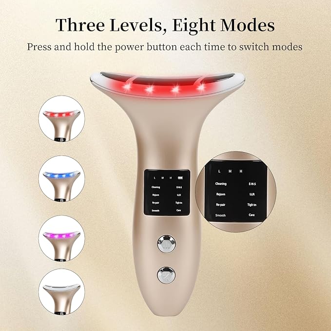 8 Modes&3 Color Facial-Massager-Device(Gold)-VivaGrace Women