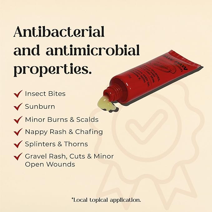 Paw Paw Ointment 25g - Pack of 6 Multi-Purpose Balm, for Lips, Skin, Hair, Cuticles, Nails and Beauty Finish. Made in Australia. Papaw enriched with vitamin E.-VivaGrace Women