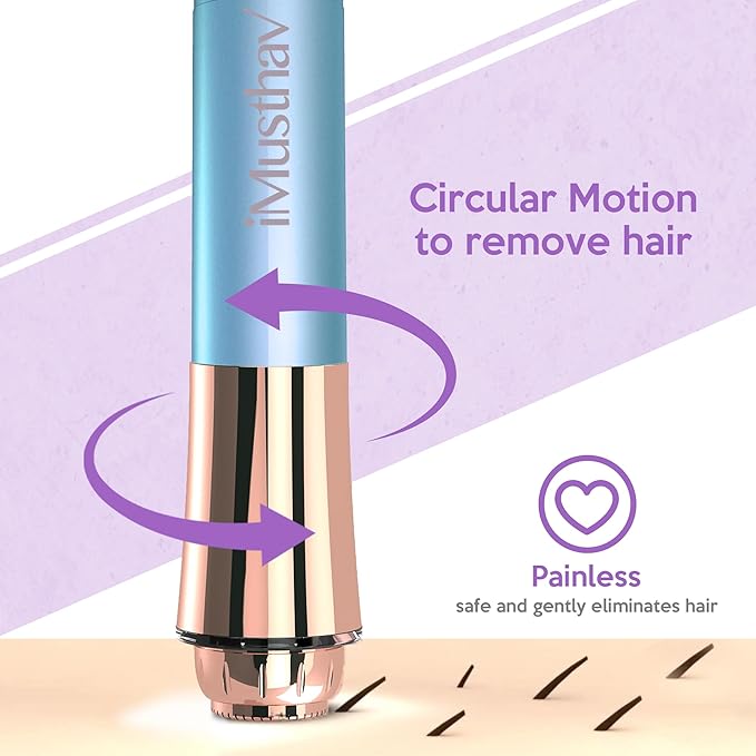 Portable Flawless Facial Hair Remover for Women – Painless, Fast & Precise Flawless Electric Razor & Epilator for Face, Lips, Chin Hair Removal – 18K Gold-Plated, 360° LED Light-VivaGrace Women