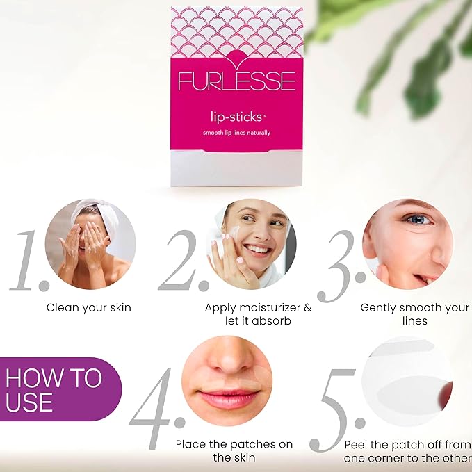 Furlesse Lip-Sticks Wrinkle Patches, Overnight Anti-Wrinkle Patches for Smile Lines, Fine Lines, and Expression Lines, Non-invasive Lip Patches, Anti-aging Skincare, 120 Patches, 30-Day Use-VivaGrace Women