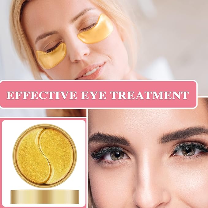 Under Eye Patches for Puffy Eyes & Dark Circles Treatments- 30 Pairs - Moisturizing Eye Mask for Reducing Fine Line,Hydrating Under Eye Pads,Improve Smooth Wrinkles and Under Eye Bags(Gold)-VivaGrace Women