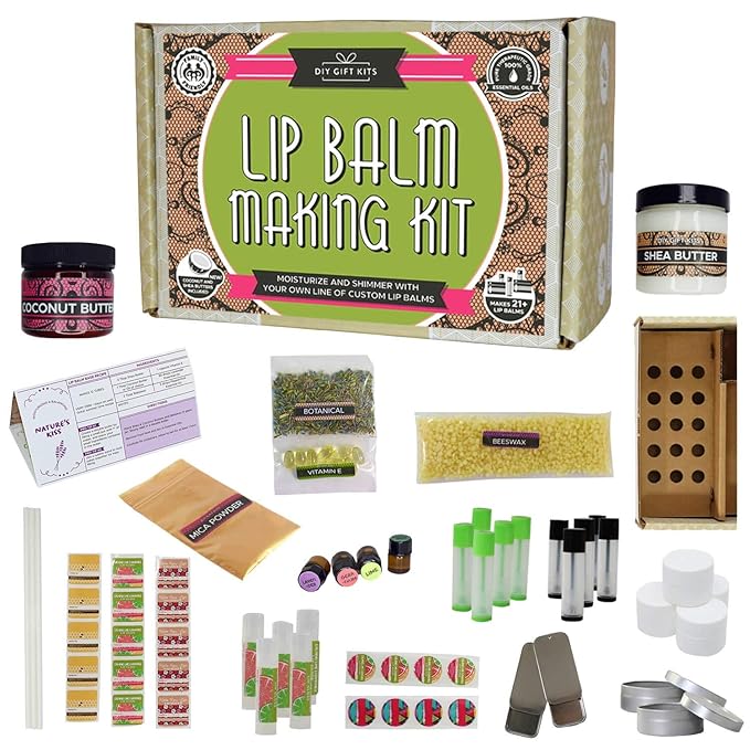 DIY Gift Kits 73-Piece DIY Lip Balm Kit | Includes All Natural & Organic Essential Oils, Shea Butter, Filling Tray & More | Makes 23 Homemade Lip Balms | for Dry & Chapped Lips | for Kids & Adults-VivaGrace Women