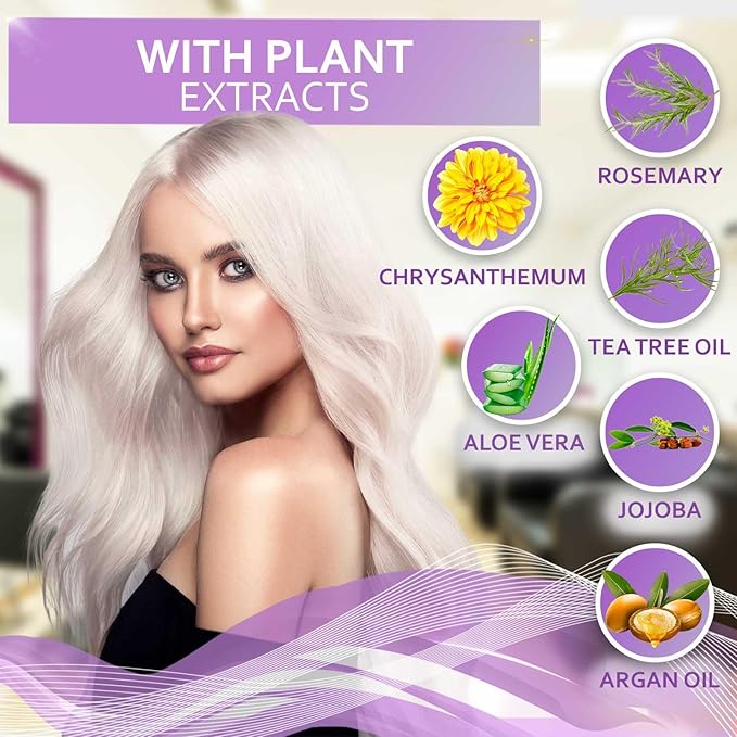 Purple Conditioner for Blonde Hair - Sulfate and Paraben Free Toner - No More Orange and Yellow Brassy Tones - More Balance for Color Treated, Bleached, Silver, White and Gray Hair - Women and Men-VivaGrace Women