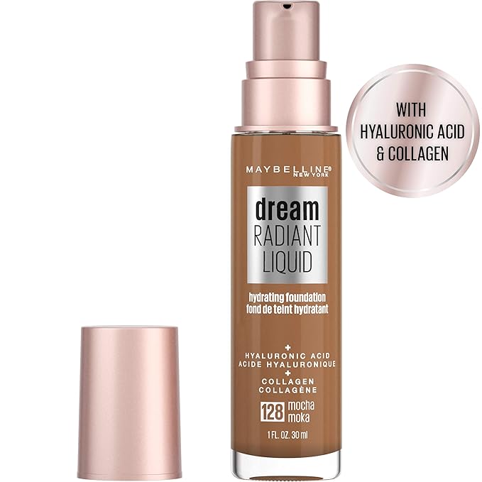 Maybelline Dream Radiant Liquid Medium Coverage Hydrating Makeup, Lightweight Liquid Foundation, Mocha, 1 Fl; Oz-VivaGrace Women