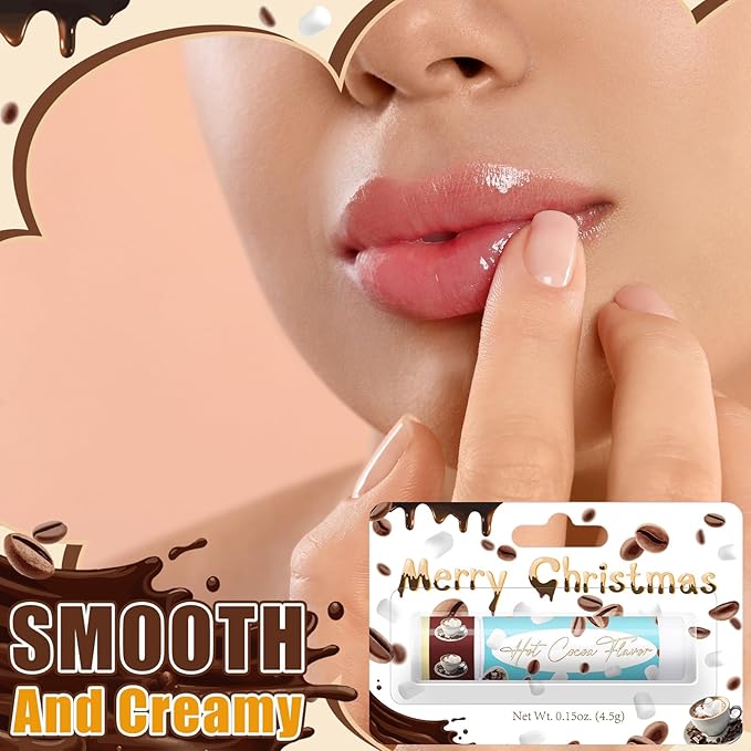 25 Pcs Christmas Lip Balms Stocking Goodie Bags Stuffers Bulk Xmas Gifts Candy Hot Cocoa Cookie Cinnamon Gingebread Biscuits Flavor 5 Style Holiday Treat Small Gifts Party Supplies-VivaGrace Women