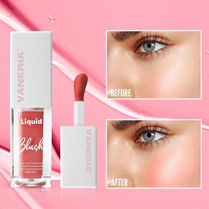 VANERIA Liquid Blush for Cheeks,Long lasting High Pigment Creme Blush,Multi-Use Makeup Blush Stick for Cheeks Lips Eyes,Natural Look Makeup Face Blushes.#1 (5g/0.17oz)-VivaGrace Women