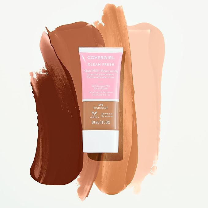 COVERGIRL, Clean Fresh Skin Milk Foundation, Deep/Dark, 1 Count (packaging may vary)-VivaGrace Women