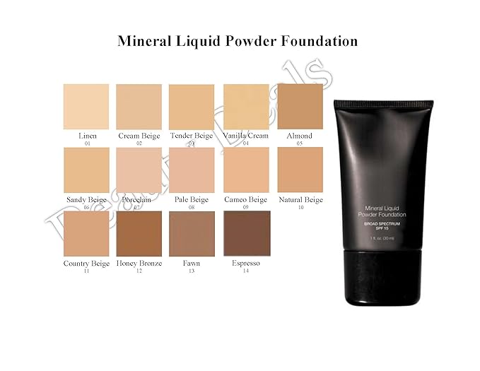 Mineral Liquid Powder Foundation Broad Spectrum SPF 15 (Almond)-VivaGrace Women