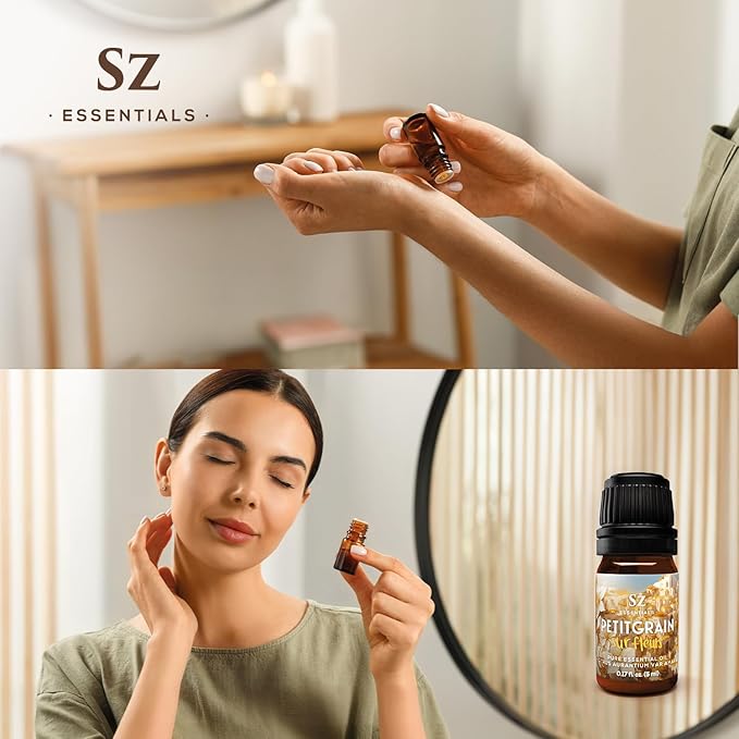 Petitgrain Sur Fleurs Essential Oil - 100% Pure and Undiluted - Extracted from Neroli-Bitter Orange Tree - Citrusy & Woody Scent with Fresh Neroli Floral Overtones - Therapeutic Grade-VivaGrace Women