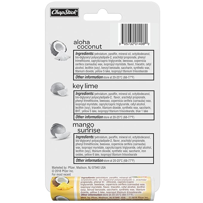 ChapStick Lip Care Bundle – Tropical Paradise Collection with Mango Sunrise, Key Lime, and Aloha Coconut Lip Balm, 0.15 Ea (5 Piece Set)-VivaGrace Women