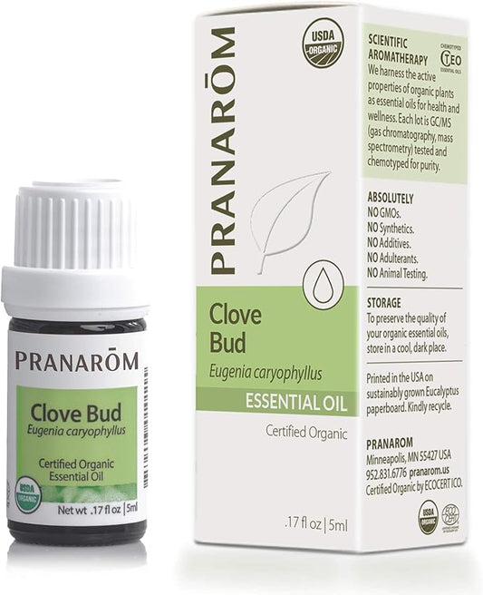 Pranarom USDA Certified Organic Clove Essential Oil (5ml), 100% Pure Undiluted Therapeutic Grade from Sri Lanka & Madagascar for Aromatherapy, Diffuser, Immune Support, DIY Cleaning, Warm Scent-VivaGrace Women