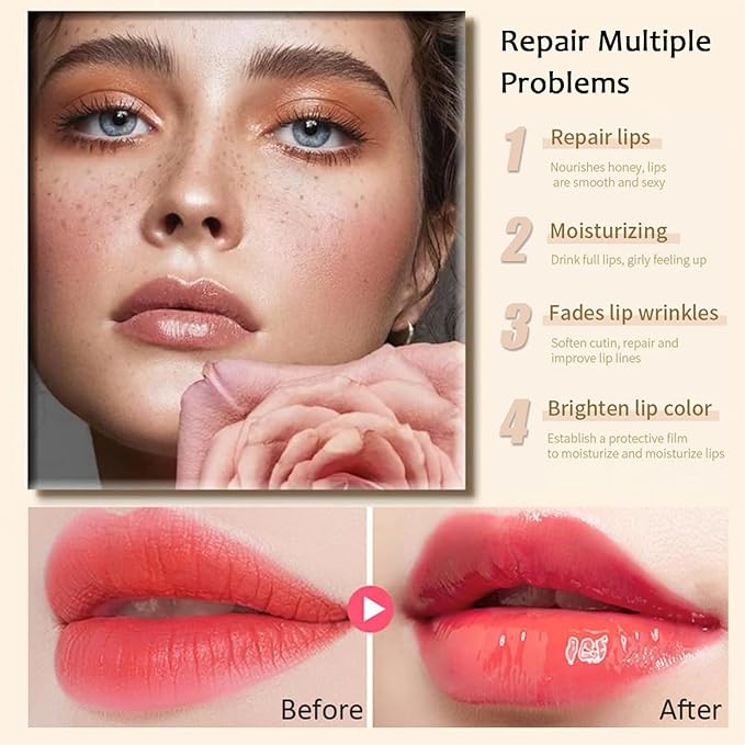 6PCS Bee Lip Balm Honey Pot，Honey&Strawberry&Watermelon&Cherry&Apple&Coconut Lip Mask Overnight Propolis Moisturizing Lip Balm Hydrating Prevention Dry and Crack Lip Scrubs Exfoliator Lip Wrinkle Care-VivaGrace Women