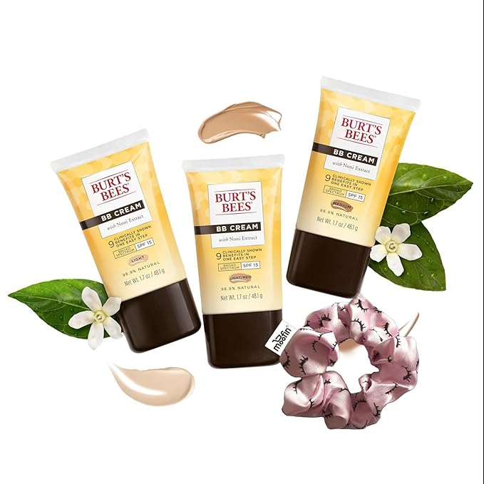 Bb Cream, 17 Oz - Wih Noni Extract LightMedium Shade Bb Cream Bundle Hair Scrunchie - Spf 15, 989 Natural, Smoothens Skin Pack Of 2-VivaGrace Women