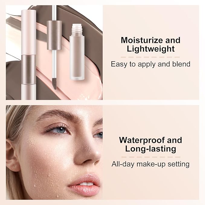 2 in 1 Bronzer and Highlighter Stick,Non-greasy & Non-drying Contour Pencil,Easy to Create a Natural Shimmery Finishing,Long Lasting & Waterproof Face Brighten Make up Pen-VivaGrace Women