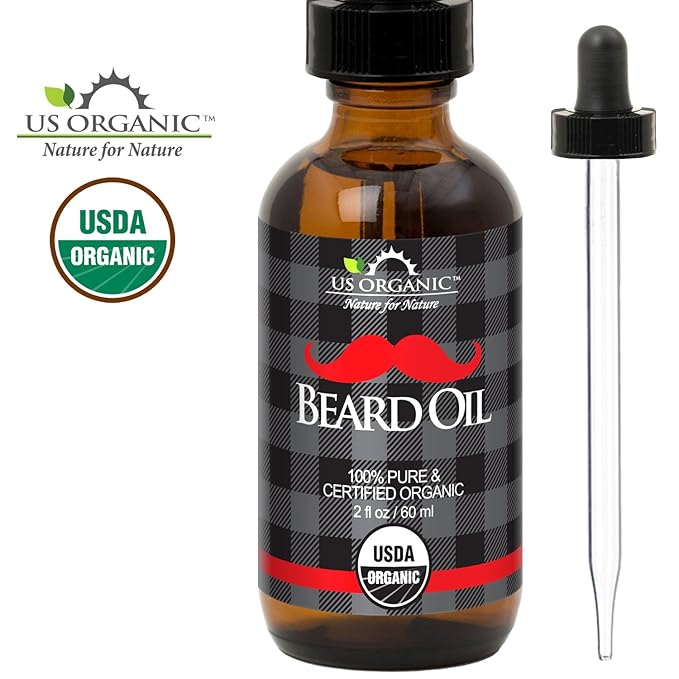US Organic Beard Oil, 100% Pure, USDA Certified, Softens, shine, moisturizes, Amber Glass Bottle with Eye Dropper, 2 Ounce-VivaGrace Women