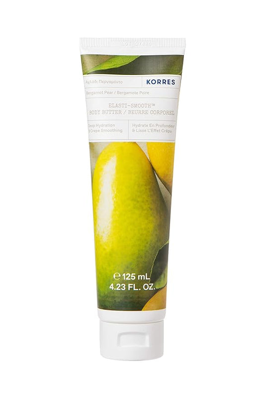 KORRES Elasti-Smooth Body Butter Cream, Dry Skin Lotion with Shea Butter and Almond Oil, Moisturizing, Firming, Tightening and Hydrating After Shower Care, Bergamot Pear, 4.23 Fl Oz-VivaGrace Women