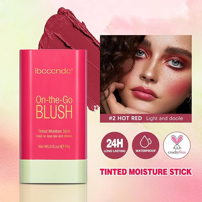 MEICOLY Multi Use Makeup Blush Stick,On-the-Go 2-in-1 Lip Cheek Cream Blush Stick,Waterproof Solid Face Blush Makeup Cheek Tint,Natural Matte Blush Stick for Cheeks,Tinted Moisture Stick,03 Orange-VivaGrace Women