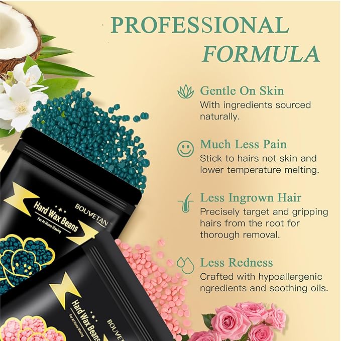 Wax Beads for Hair Removal, 1.3Lb/21oz Hard Wax for Eyebrow, Face, Bikini, Legs, Arms, Full Body Waxing with 10pcs Wax Spatulas, 6 Packs-VivaGrace Women