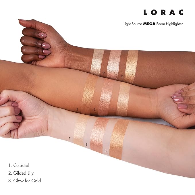 LORAC Light Source Mega Beam Highlighter | Highlighter Makeup Powder | Shimmer Highlighter | Gilded Lily Gold-VivaGrace Women