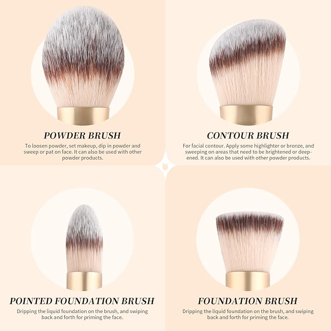 DUcare Makeup Brushes Duo End Foundation Contour Powder and Buffer Brush Bronzer Double Makeup Brush Set 2Pcs white-VivaGrace Women