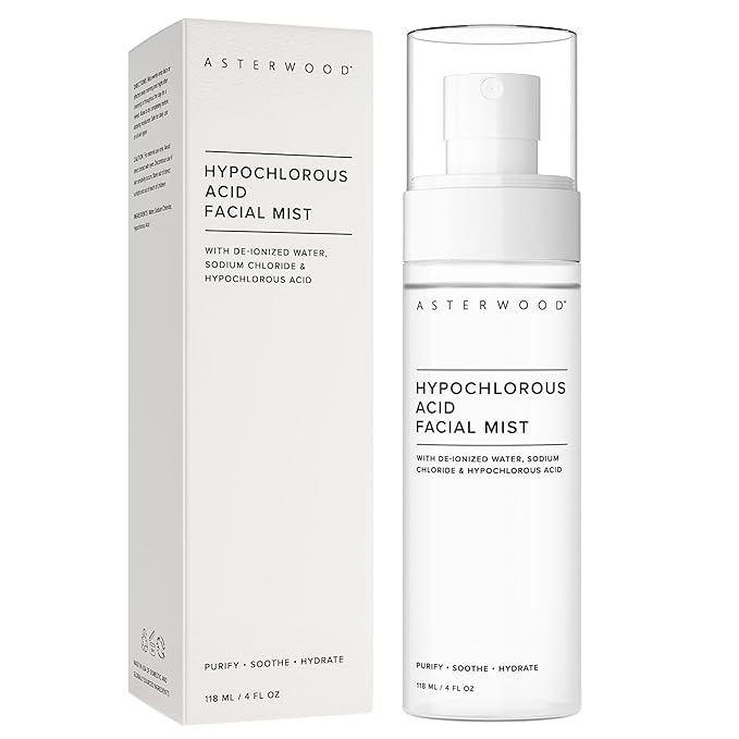 Asterwood Hypochlorous Acid Spray for Face - Targets Acne, Redness, Irritation - Multi-Purpose Skin Repair - Antibacterial, Antimicrobial - After Gym/Post-Workout Facial Mist - 4 Fl Oz-VivaGrace Women