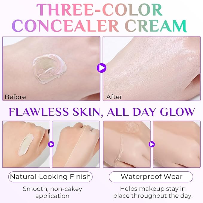 Primer for Face Before Makeup, 3 In 1 One Step Color Corrector Primer, SPF 50 PA+ Sunscreen Isolation Cream, Hydrating, Oil Control Facial Serum Even Skin Tone, Water-Resistant & Sweat-Proof-VivaGrace Women