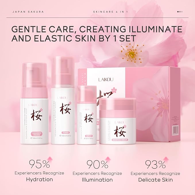 Skin Care, Skin Care Set, Skin Care Kit with Cleansing Mousse, Toner, Serum, Essence Cream Women Beauty Gift Sets 4pcs for Women Teen Girls Mom Daughter Mother's Day Birthday Christmas-VivaGrace Women