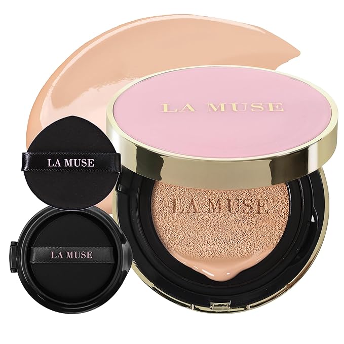 LA MUSE Complexion Correcting-Korean Cushion Foundation(2 Packs) | No Makeup Look, Daily Korean Makeup Foundation, Comfortable Wear | Natural Tone-Up Effect, Light to Medium Tones | For All Skin Types-VivaGrace Women