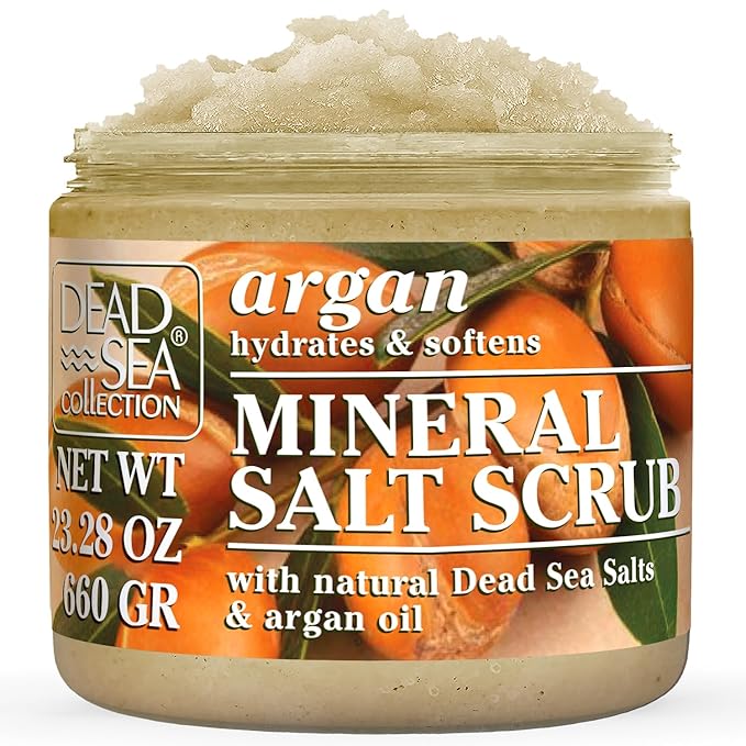Dead Sea Collection Argan Salt Scrub – Exfoliating Body Scrub for Women – Moisturizing and Nourishing Skin – with Pure Oils and Dead Sea Minerals (23.28 Oz)-VivaGrace Women