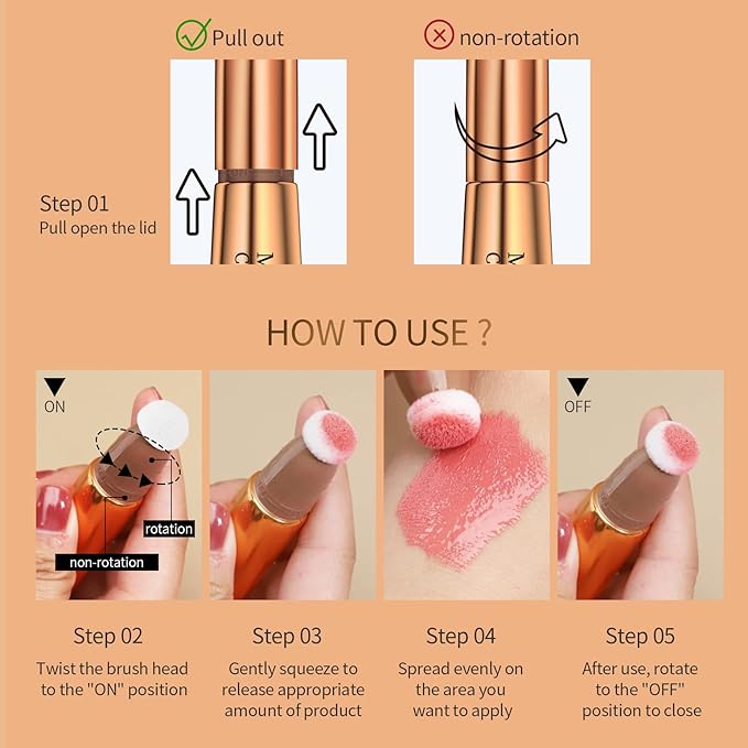 Liquid Contour Beauty Wand, Cream Highlighter Makeup Stick,Smooth Liquid Bronzer Stick with Cushion Applicator, Lightweight Blendable Body Face Shimmer Highlighter Contour Stick, Cruelty-free(02+05)-VivaGrace Women