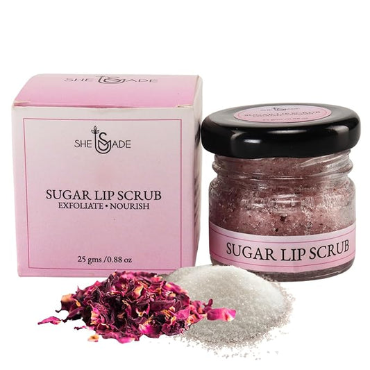 Sugar & Dried Rose Petals Lip Scrub with Vitamin E & Rose Essential Oil - 0.88 Oz/25 gm - Exfoliates-VivaGrace Women