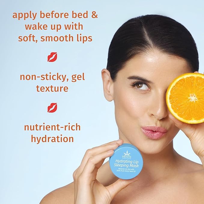 Hempz Hydrating Lip Sleeping Mask - Triple Moisture Fresh Citrus (.70 Oz.) | Overnight Hydrating Lip Balm with Triple Moisture SPF 15 Lip Balm, Ultra Hydrating Lip Care for Men or Women, .44 oz.-VivaGrace Women