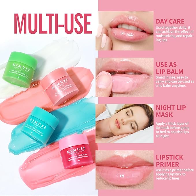 KIMUSE Lip Sleeping Mask Set - Overnight Treatment Lip Care Products | Moisturize & Nourish, Cracked Dry Lips, Intense Hydration with Shea Butter (SET)-VivaGrace Women