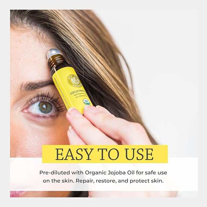 Silk Road Organic Helichrysum Italicum Essential Oil Roll On, 100% Pure USDA Certified Aromatherapy for Skin Vitality & Anti-Aging - 10 ml Roller - Always Pure, Always Organic-VivaGrace Women