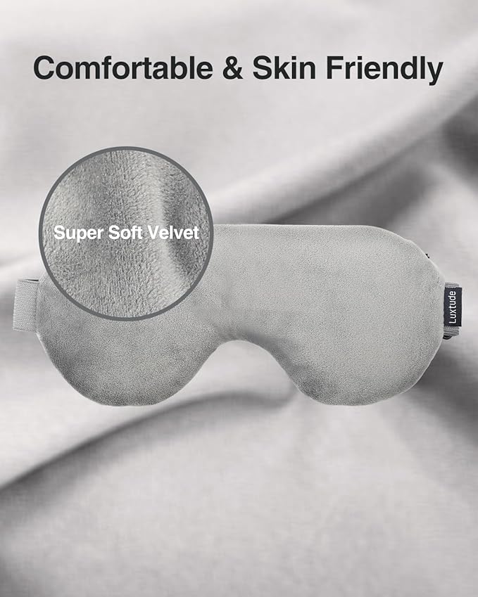 Luxtude Heated Eye Masks for Dry Eyes with Flaxseed & Lavender, Microwave Warm Eye Compress Moist Heat, Weighted Eye Mask for Sleeping, Hot Stye Eye Compress for Puffy Eyes, Dark Circles (Gray)-VivaGrace Women