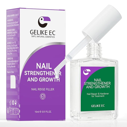 gelike ec Clear Nail Polish Strengthener and Growth: 15ml Natural Nail Hardener Extra Strong and Growth - Long Lasting Repair for Damaged Nails - Growth Oil for Daily Work Home Salon Gift