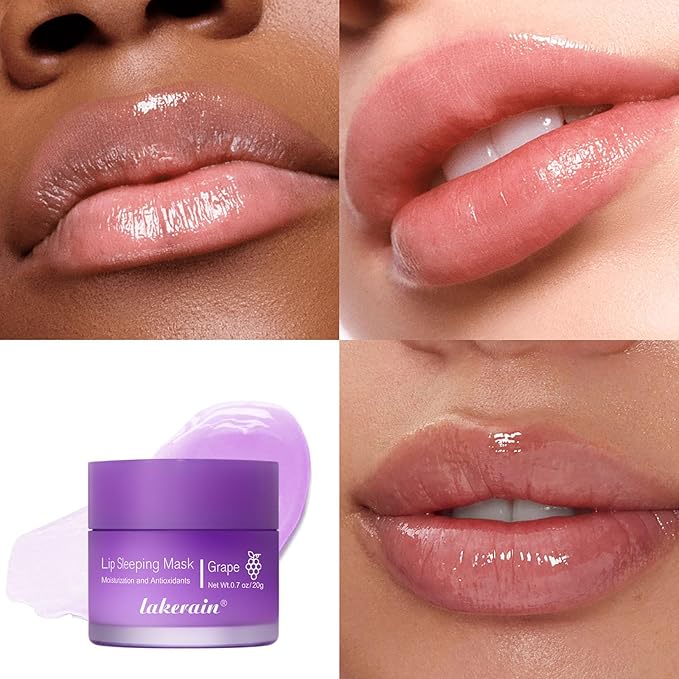 Lip Mask Sleeping,Nourish Hydrate Lip Mask,Lip Oil,Lip Balm, Lip Skin Care,Hydrating, Moisturizing Lip Lines Night Sleep Anti-chapped Lip Cream (Grape)-VivaGrace Women