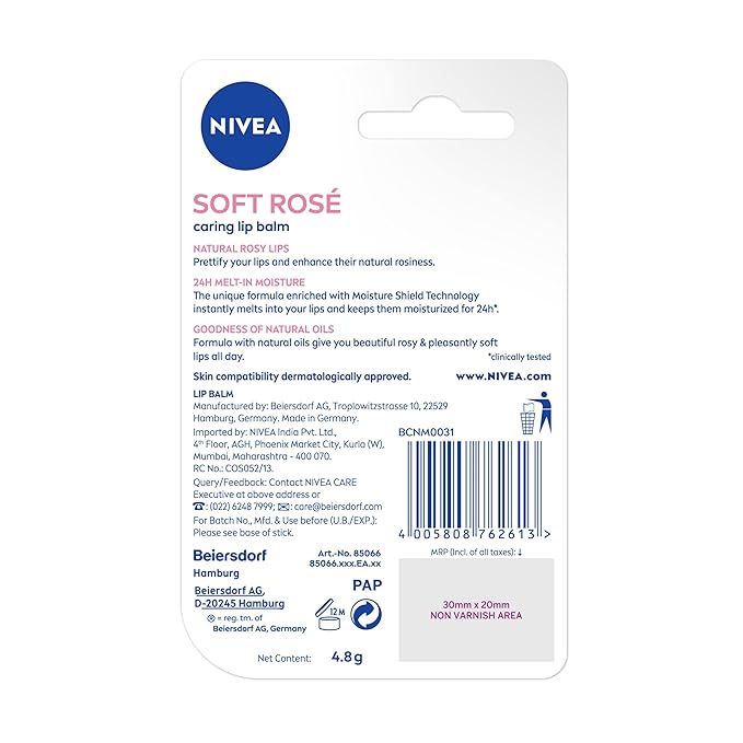 Nivea Lip Soft Rose Blister Pack-VivaGrace Women