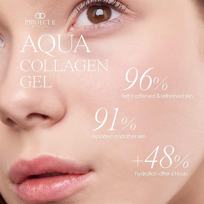 Project E Beauty Aqua Collagen Gel 24-Hour Hydration | Anti-Aging Brightening Treatment | Hydrating & Moisturizing Facial Skincare | Anti-Wrinkle Body Lotion | For Dry or Rough Skin | 50ml-VivaGrace Women