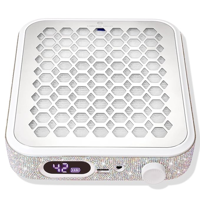 Nail Dust Collector, Rechargeable Dust Collector Nail Tech, Powerful Vacuum Fan Vent Dust Collector Extractor Dust Suction Machine for Acrylic Nails Polishing, Nail Salon&Home, White-VivaGrace Women