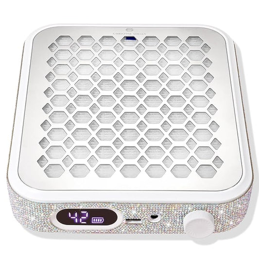 Nail Dust Collector, Rechargeable Dust Collector Nail Tech, Powerful Vacuum Fan Vent Dust Collector Extractor Dust Suction Machine for Acrylic Nails Polishing, Nail Salon&Home, White-VivaGrace Women