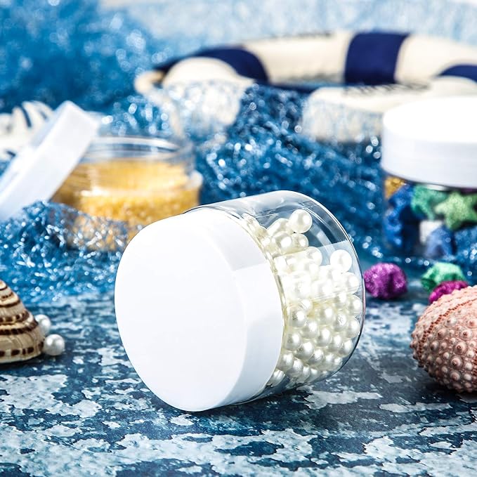 SATINIOR 24 Pieces Empty Clear Plastic Jars with Lids Round Storage Containers Wide-Mouth for Beauty Product Cosmetic Cream Lotion Liquid Butter Craft and Food (Transparent Lid, 4 oz)-VivaGrace Women