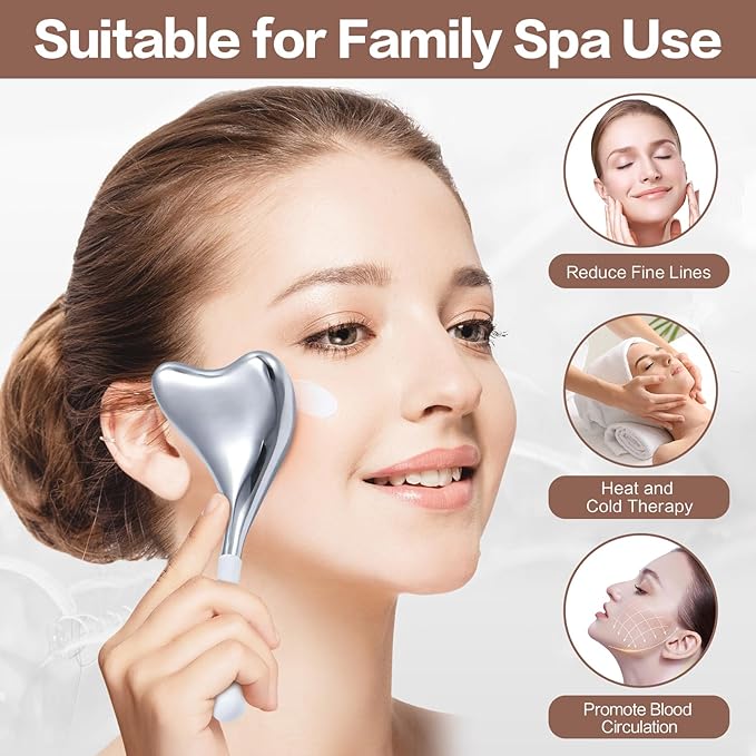 Ice Globes for Face Cryo Sticks Set, Ice Roller Stainless Steel Facial Massage Skin Care Tools for Cooling & Hot Spa-VivaGrace Women