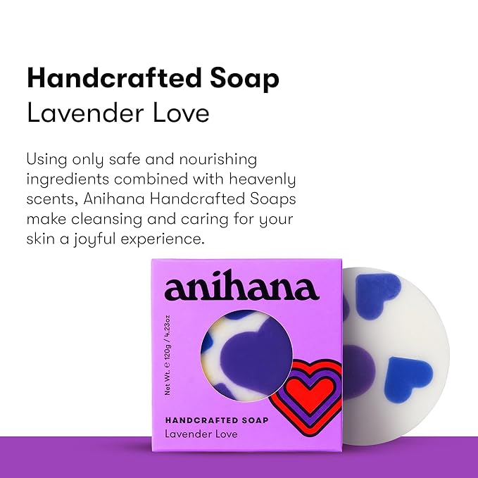 ANIHANA Handcrafted Natural Soap with Coconut Oil, Gentle Cleansing, Paraben Free, Refreshing Lavender Love Scent, 4.23 oz-VivaGrace Women