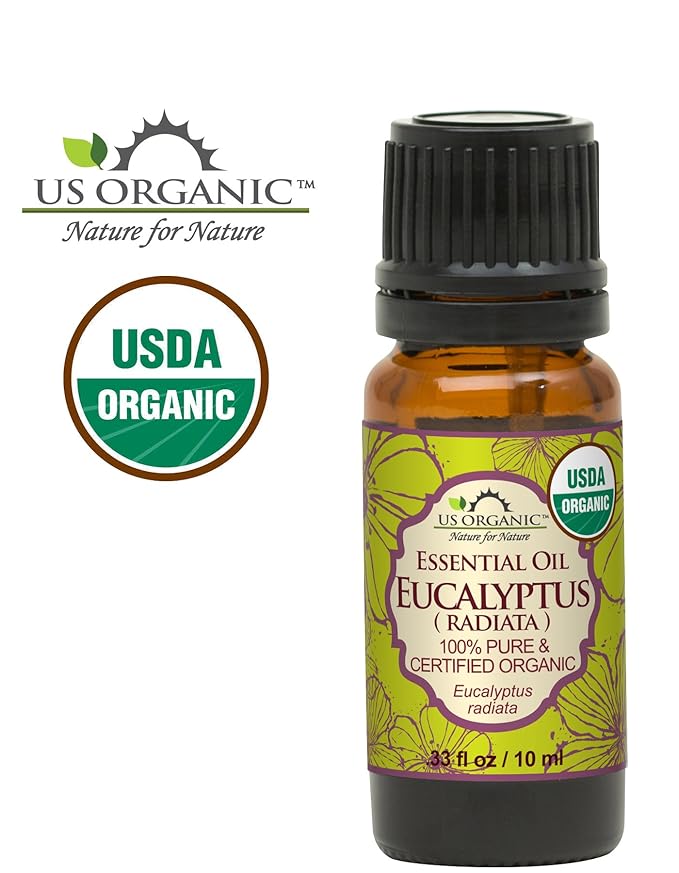 US Organic 100% Pure Eucalyptus Essential Oil (Radiata) - USDA Certified Organic, Steam Distilled - W/Euro droppers (More Size Variations Available) (10 ml / .33 fl oz)-VivaGrace Women