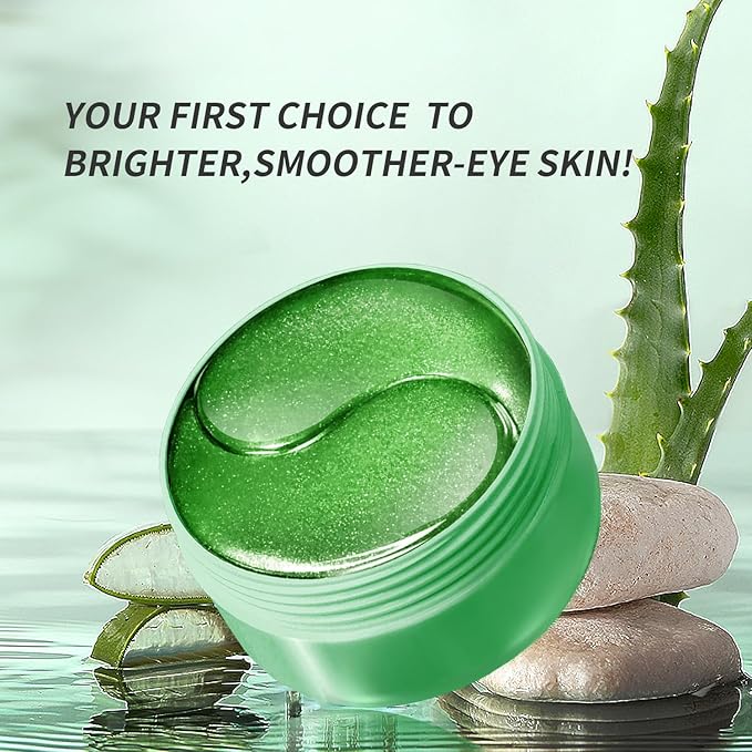 Aloe Vera Eye Masks - 60 Pcs - Reduce Puffy Eyes & Dark Circles, Firm & Improve Under Eye Skin, Pure Natural Extracts for Youthful Appearance & Reduction of Fine Lines and Wrinkles-VivaGrace Women
