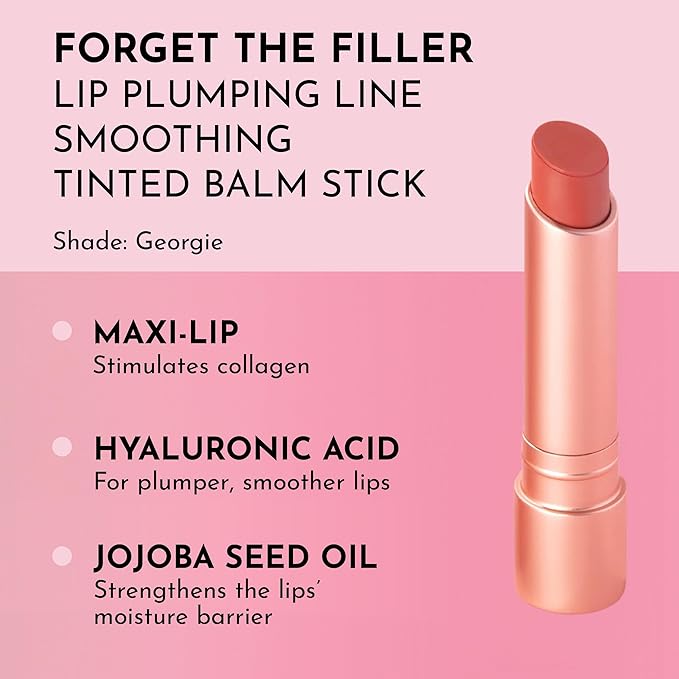 LAWLESS Forget the Filler Lip Plumping Line Smoothing Tinted Balm, Georgie, Pink, 0.09 Ounce-VivaGrace Women
