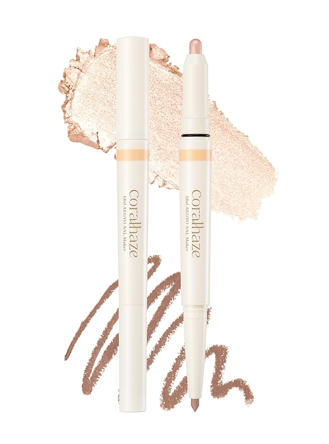 CORALHAZE Idol AEGYO-SAL Maker 01 Champagne Beige, 2-in-1 Under-Eye Highlighter and Contour Liner for Bright, Voluminous Eyes, Long-Lasting, Smudge-Proof Shimmer Stick with Natural Glow, Korean Beauty-VivaGrace Women